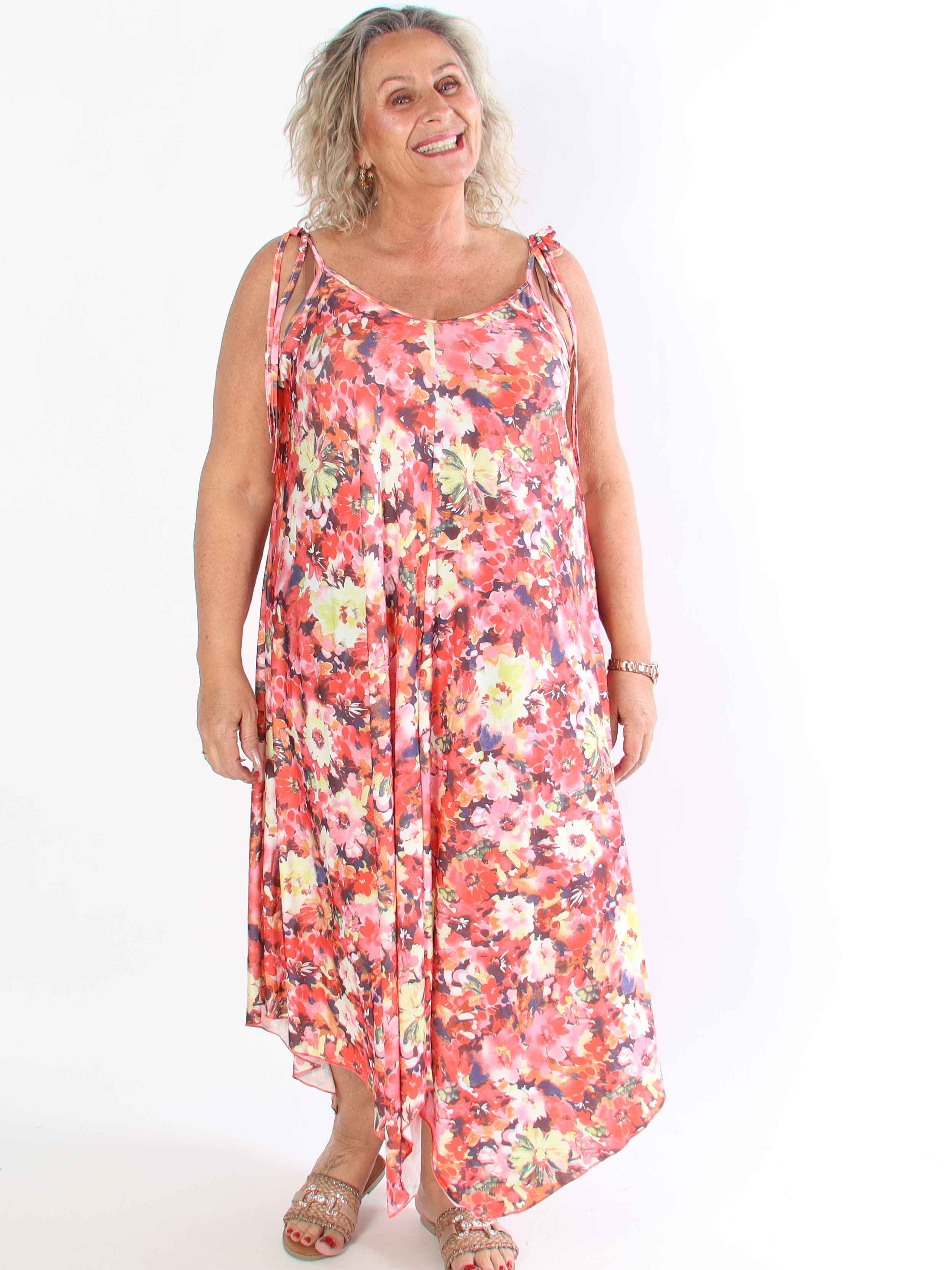 Maisie Flower - Plus size klänning i elastisk ty i blomstermönster